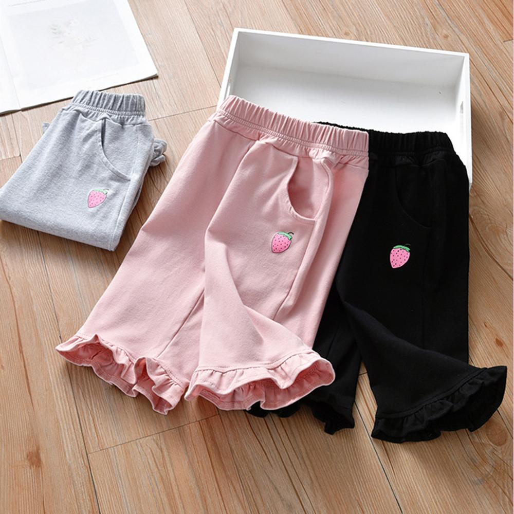 Girls Strawberry Pocket Casual Summer Pants wholesale kids boutique clothing