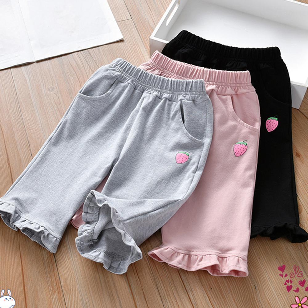 Girls Strawberry Pocket Casual Summer Pants wholesale kids boutique clothing