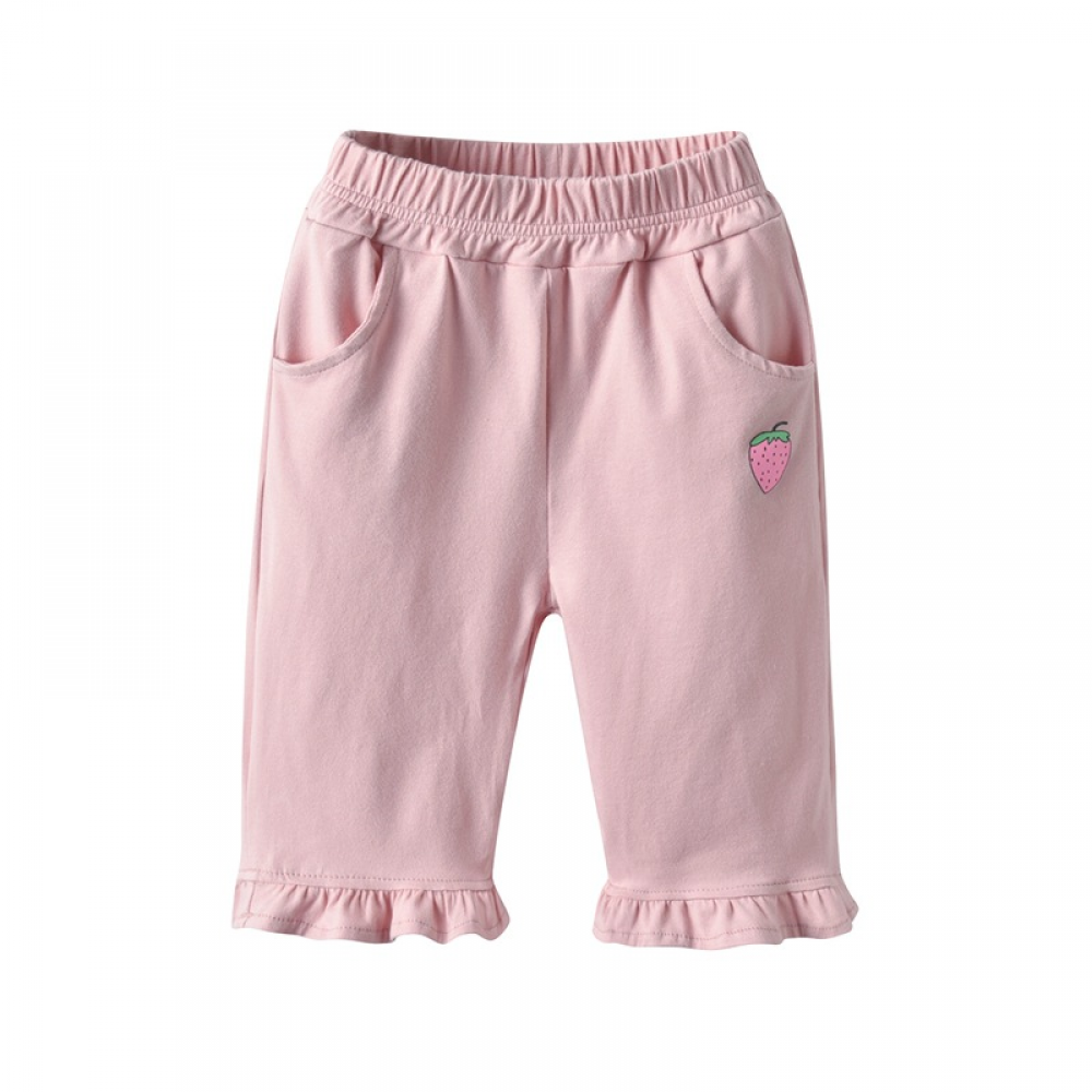 Girls Strawberry Pocket Casual Summer Pants wholesale kids boutique clothing