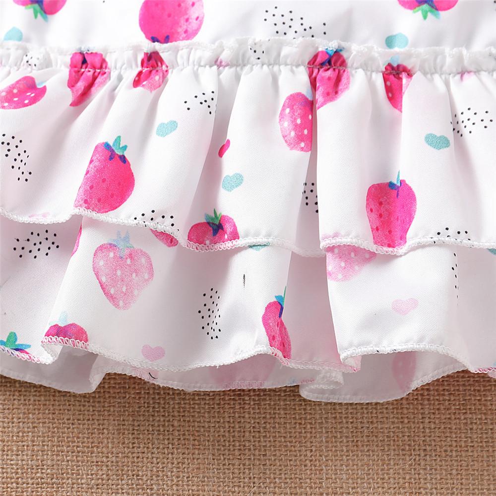 Girls Strawberry Printed Sling Top & Ripped Denim Shorts Wholesale Girls Clothing