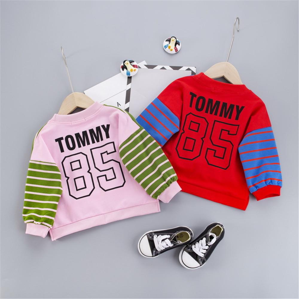 Girls Number Stripe Long Sleeve Crew Neck Jumpers