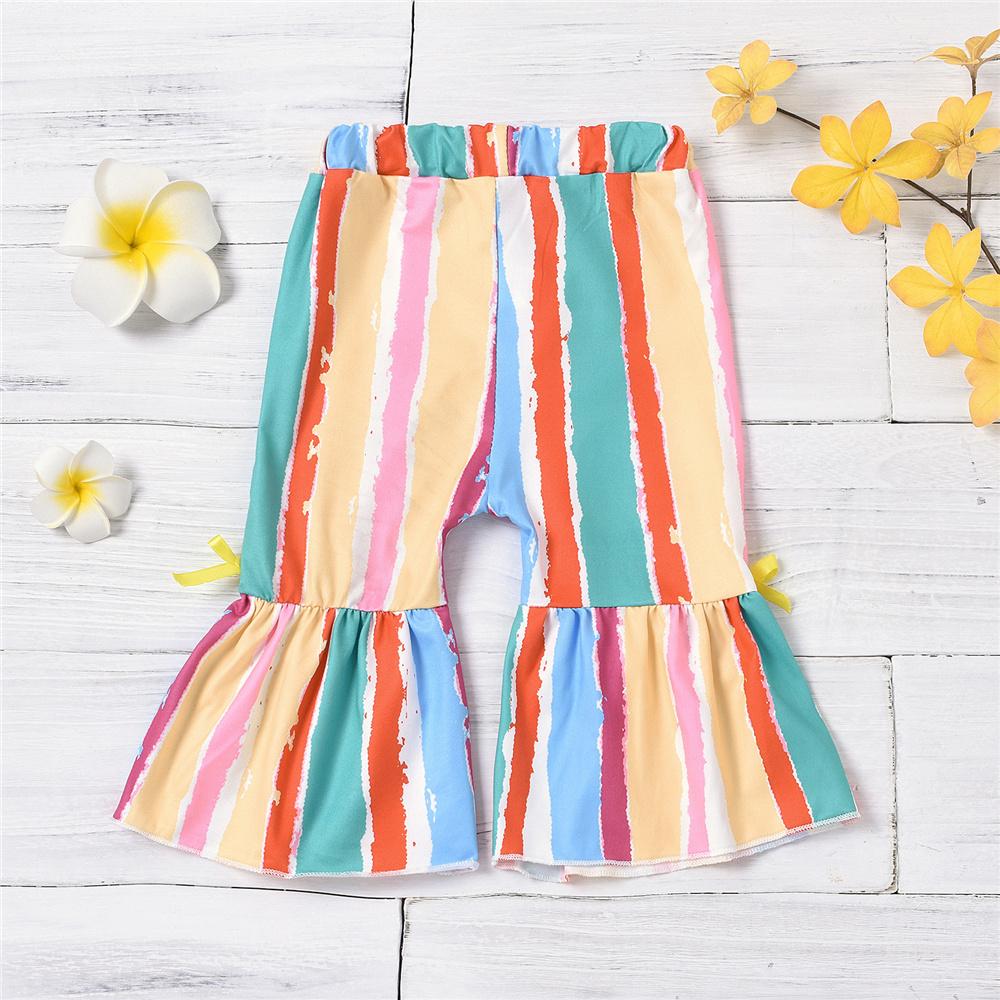 Baby Girls Striped Bow Decor Flared Pants Cheap Boutique Baby Clothing