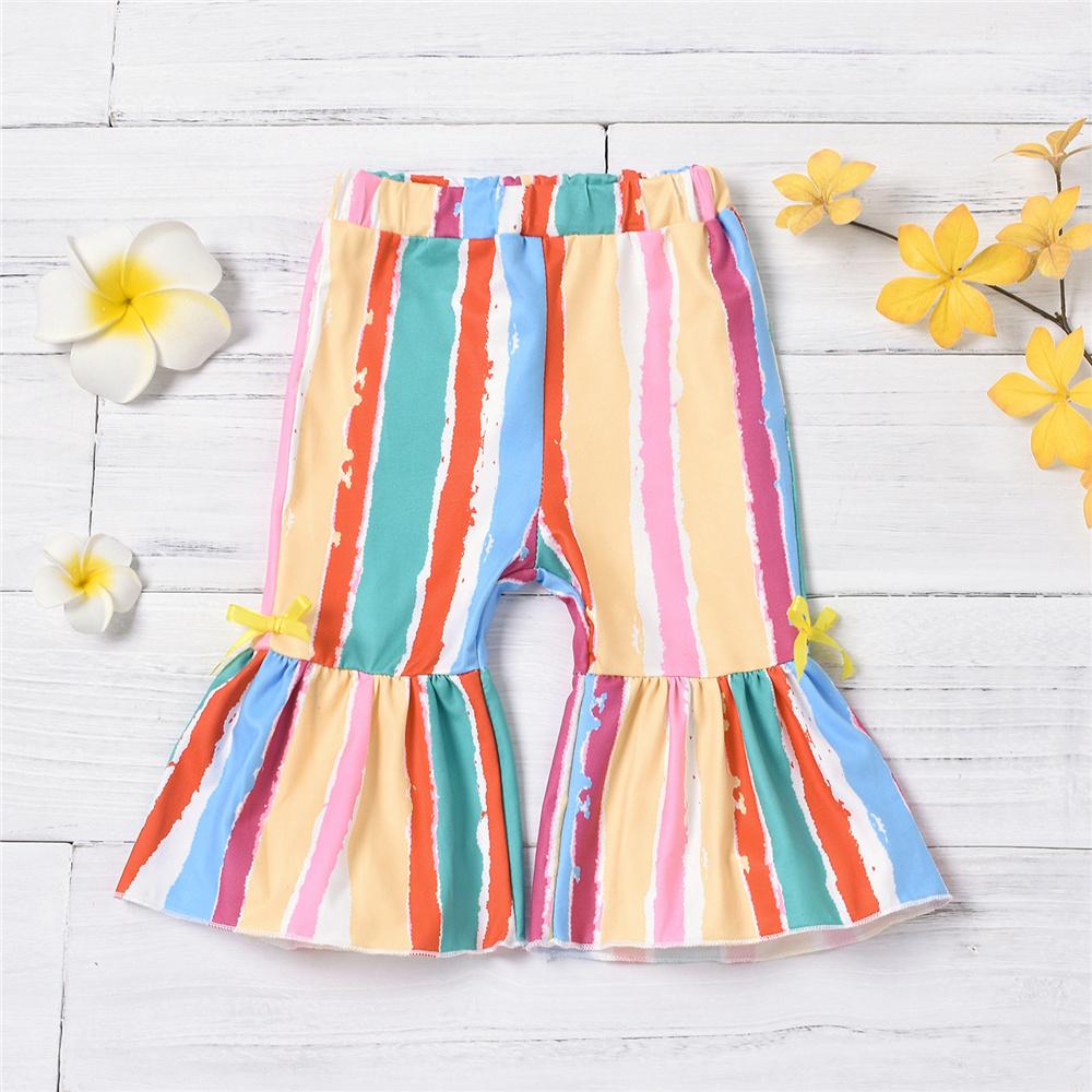Baby Girls Striped Bow Decor Flared Pants Cheap Boutique Baby Clothing
