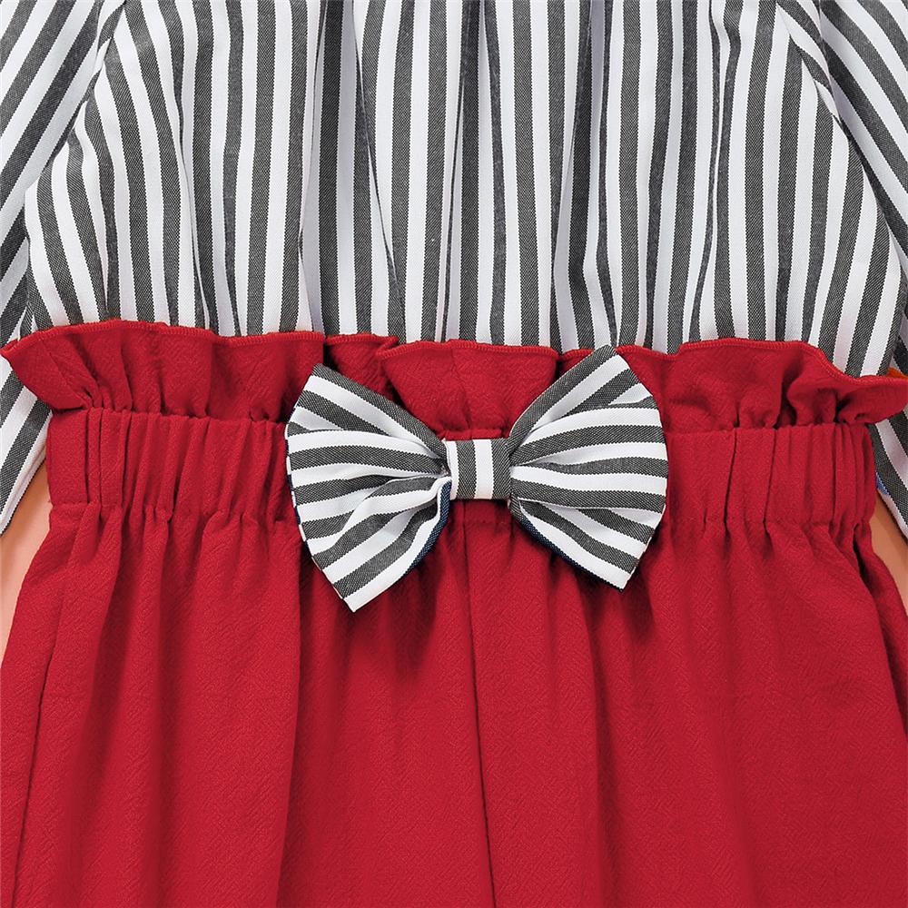 Toddler Girls Striped Bow Decor Long Sleeve Jumpsuit Baby Girl Wholesale