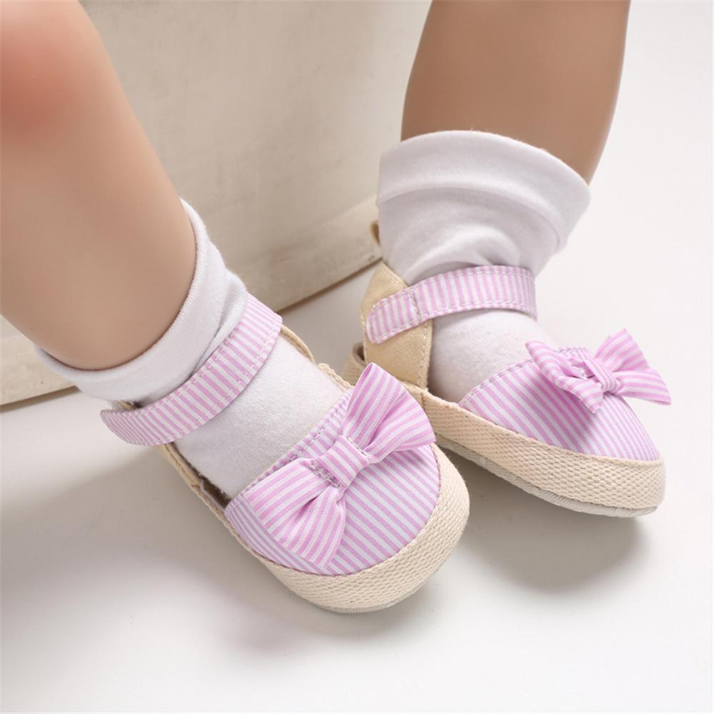 Baby Girls Striped Bow Decor Magic Tape Sandals Wholesale Baby Shoes Suppliers