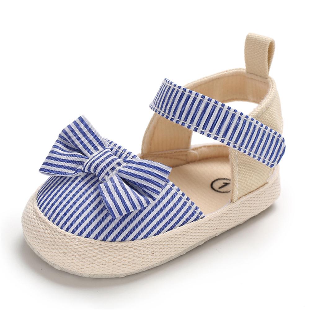 Baby Girls Striped Bow Decor Magic Tape Sandals Wholesale Baby Shoes Suppliers