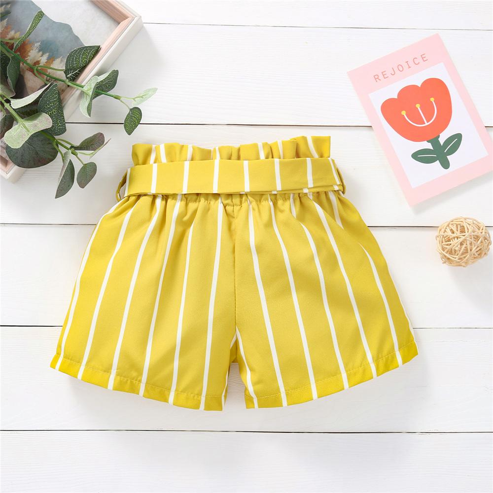 Girls Striped Bow Shorts quality children's clothing wholesale