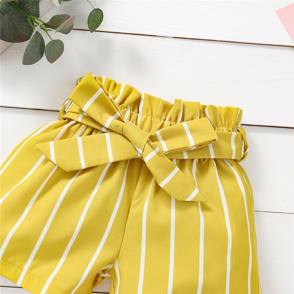 Girls Striped Bow Shorts quality children's clothing wholesale