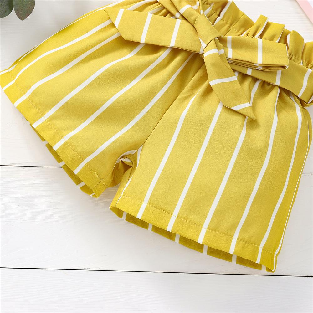 Girls Striped Bow Shorts quality children's clothing wholesale