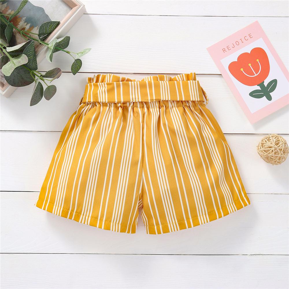 Girls Striped Bow Shorts quality children's clothing wholesale