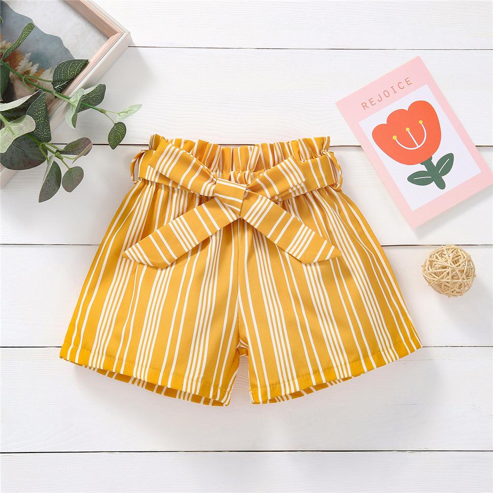 Girls Striped Bow Shorts quality children's clothing wholesale