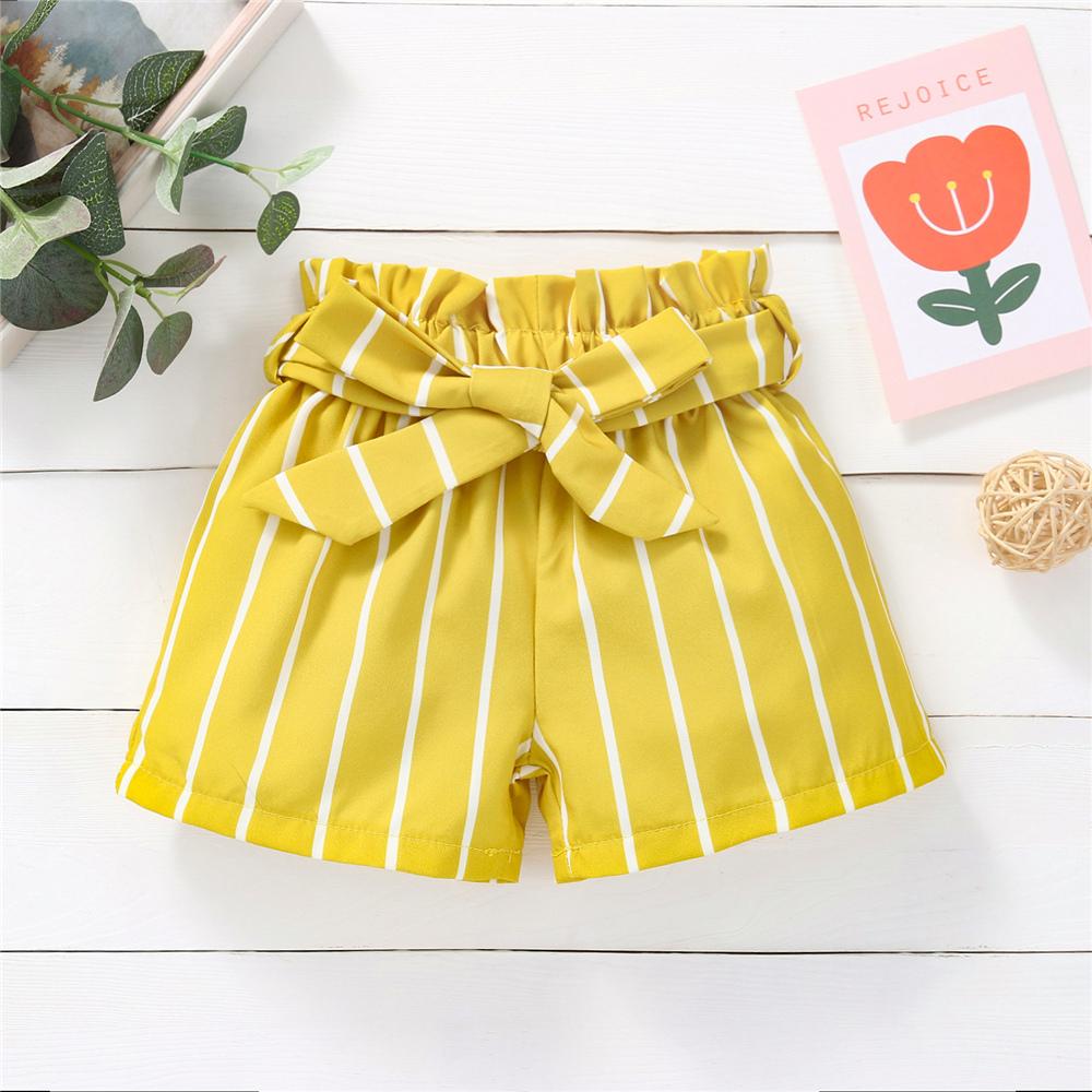 Girls Striped Bow Shorts quality children's clothing wholesale