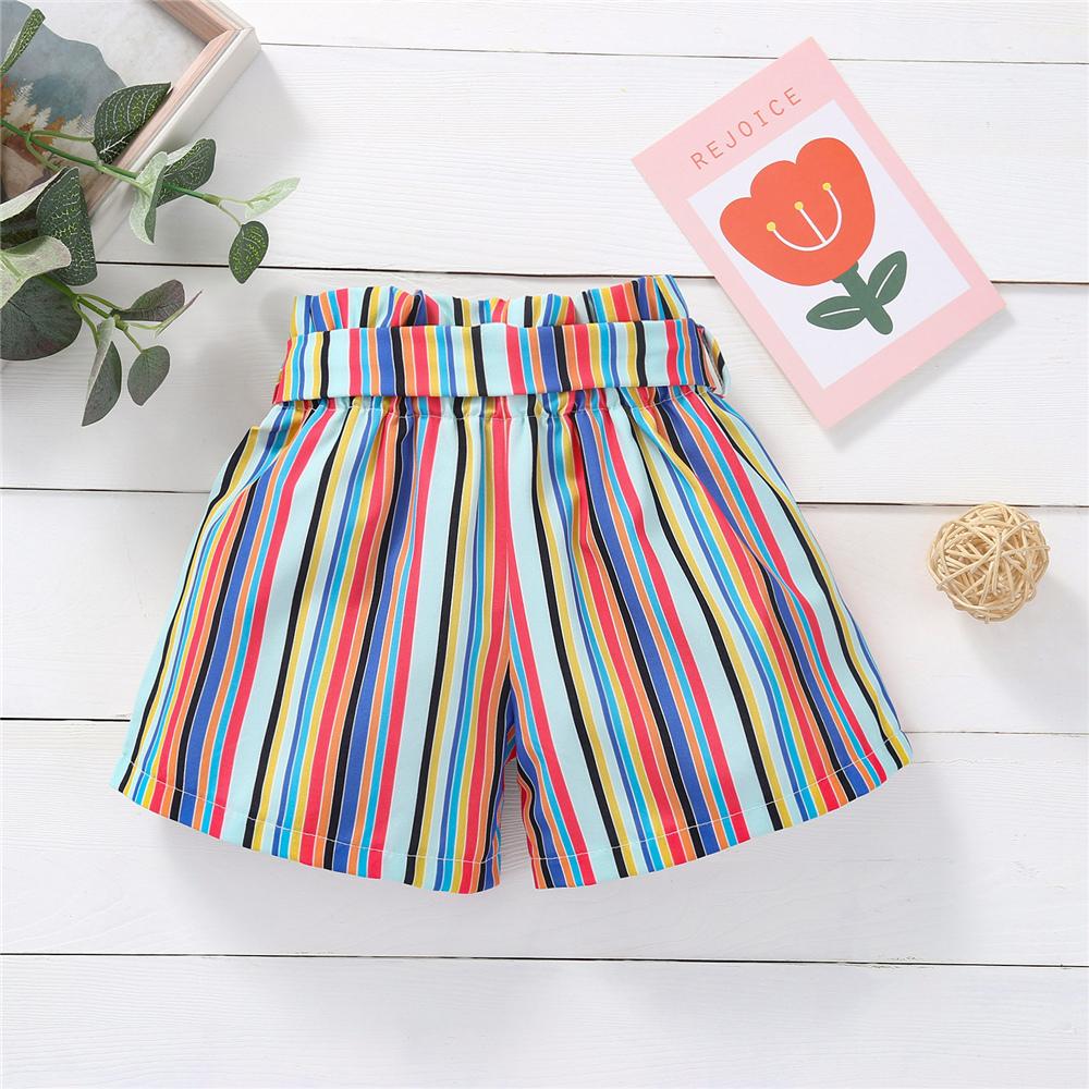 Girls Striped Bow Shorts quality children's clothing wholesale