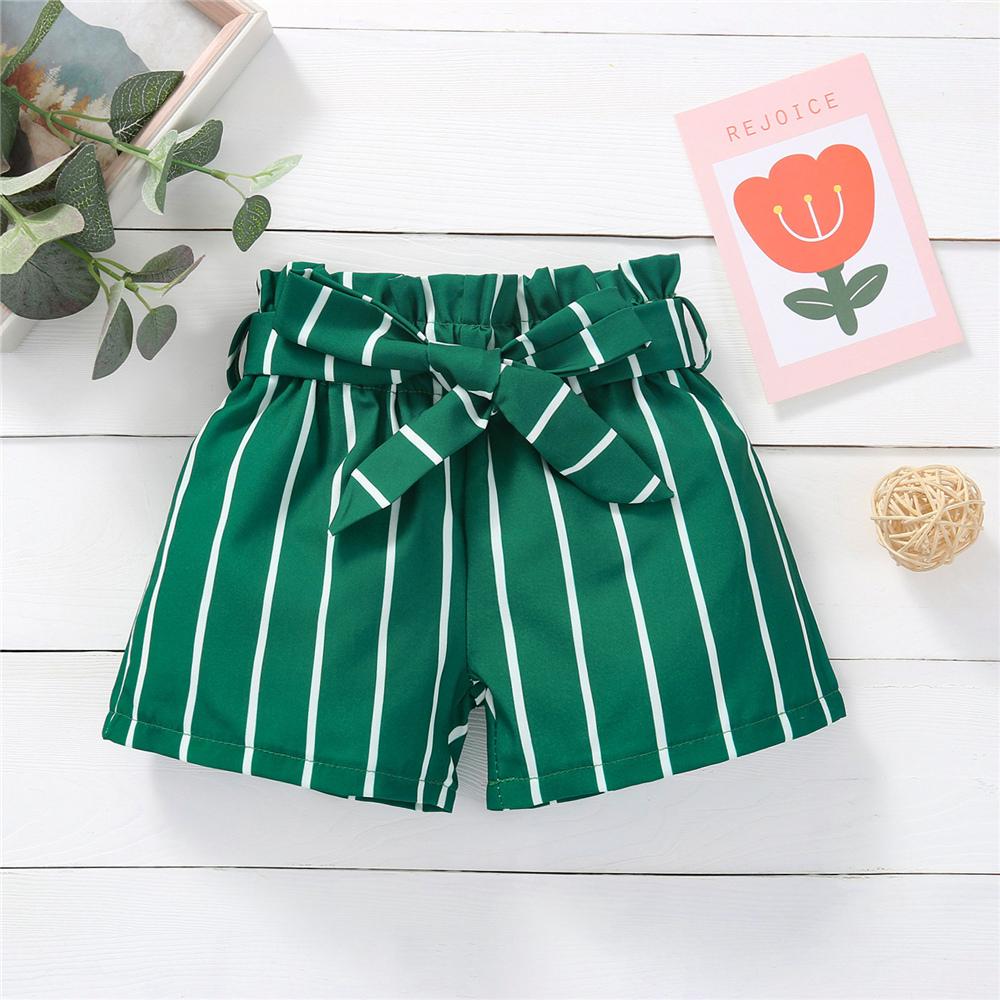 Girls Striped Bow Shorts quality children's clothing wholesale