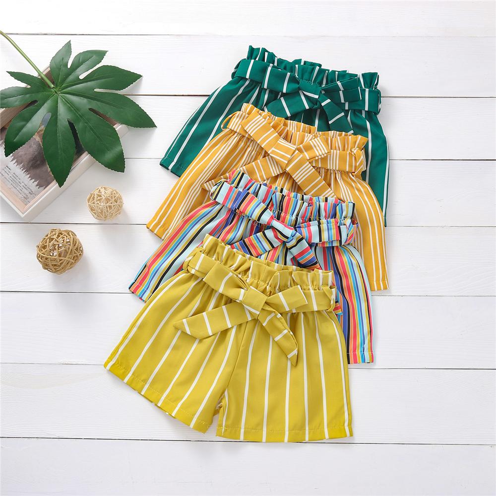 Girls Striped Bow Shorts quality children's clothing wholesale