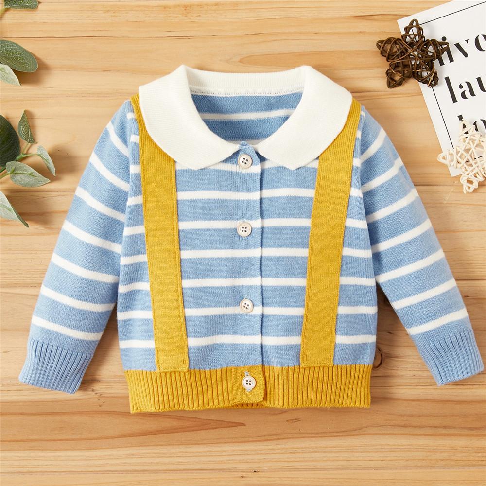 Baby Striped Button Casual Long Sleeve Sweaters