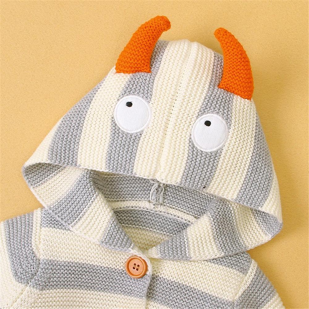 Baby Striped Button Knitted Pocket Cardigan Sweaters