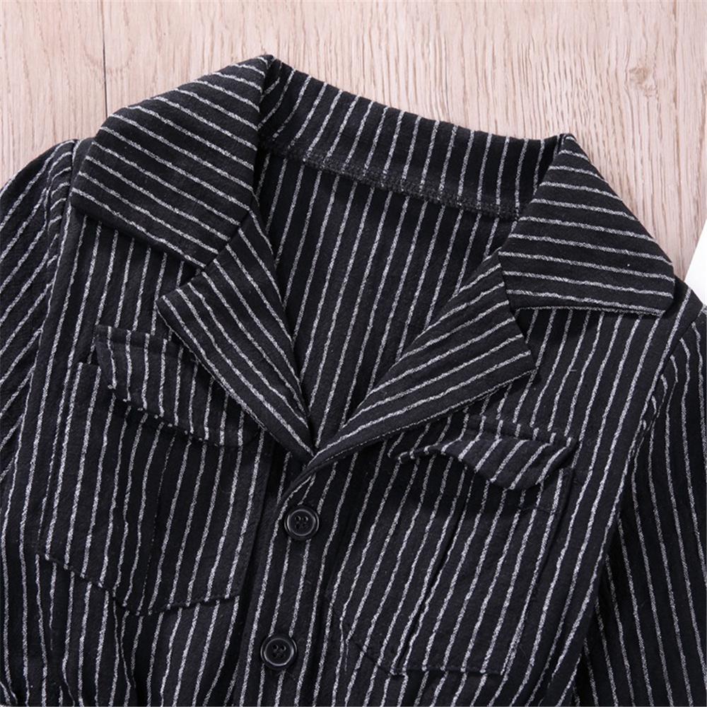 Toddler Girls Striped Button Lapel Long Sleeve Jumpsuit Girl Wholesale