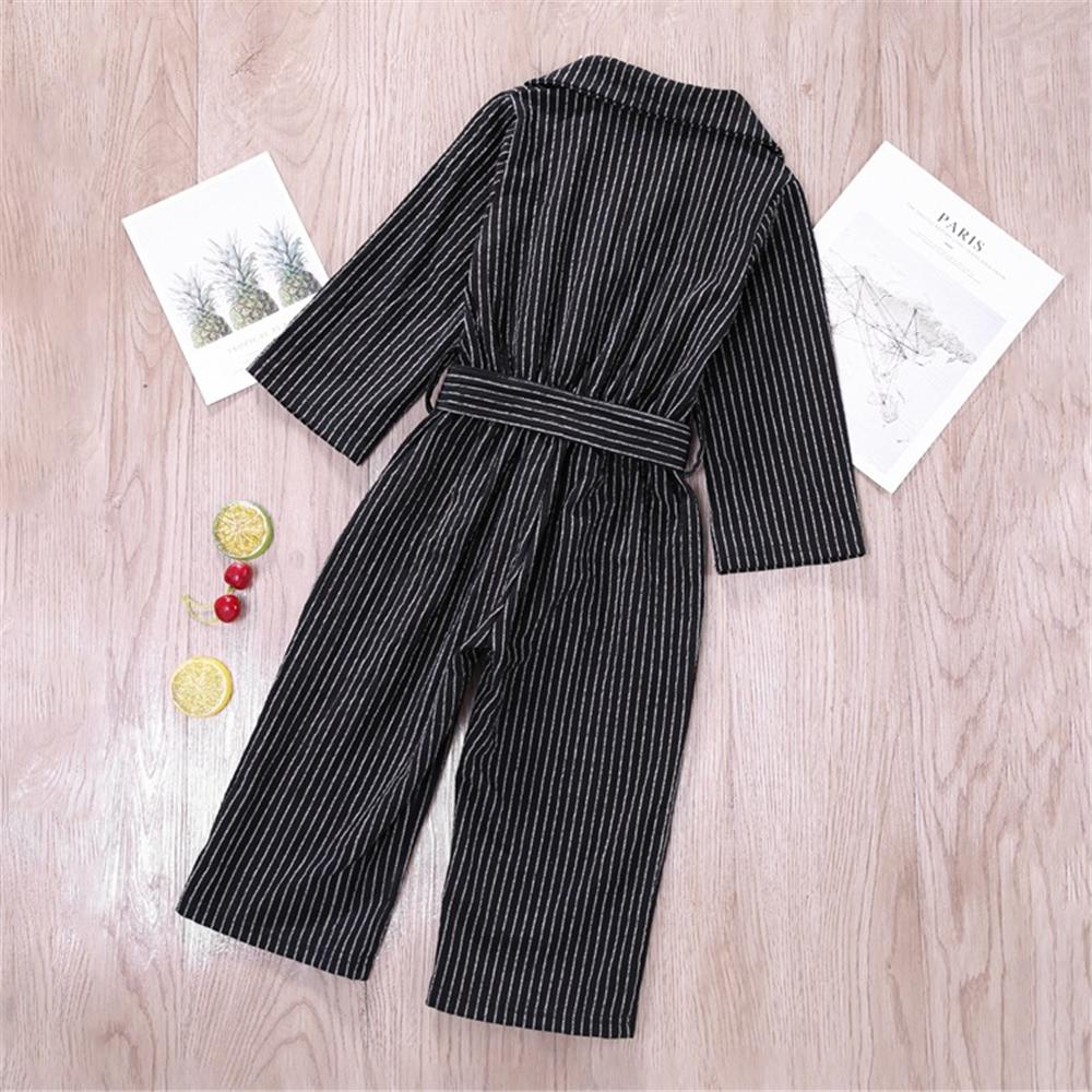Toddler Girls Striped Button Lapel Long Sleeve Jumpsuit Girl Wholesale