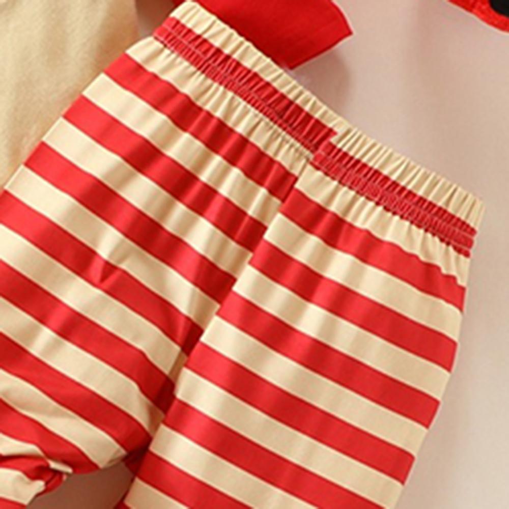 Baby Boys Striped Cartoon Printed Long Sleeve Romper & Pants & Hat wholesale baby clothes usa