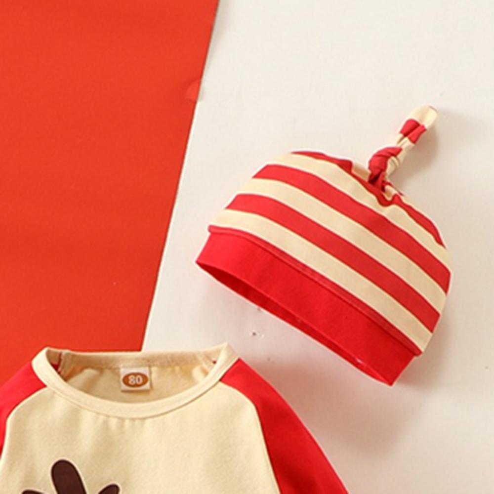 Baby Boys Striped Cartoon Printed Long Sleeve Romper & Pants & Hat wholesale baby clothes usa