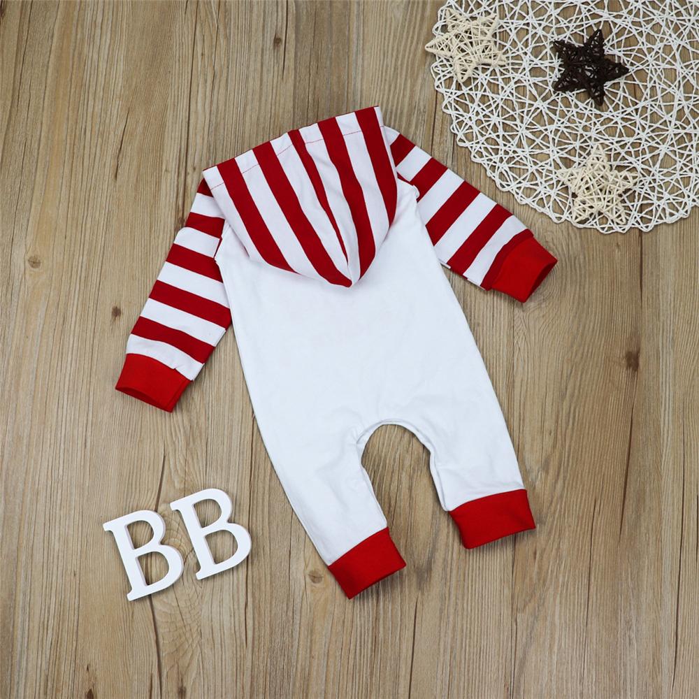 Baby Boys Striped Christmas Hooded Long Sleeve Romper Baby Outfits