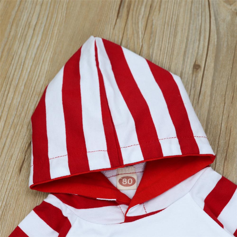 Baby Boys Striped Christmas Hooded Long Sleeve Romper Baby Outfits