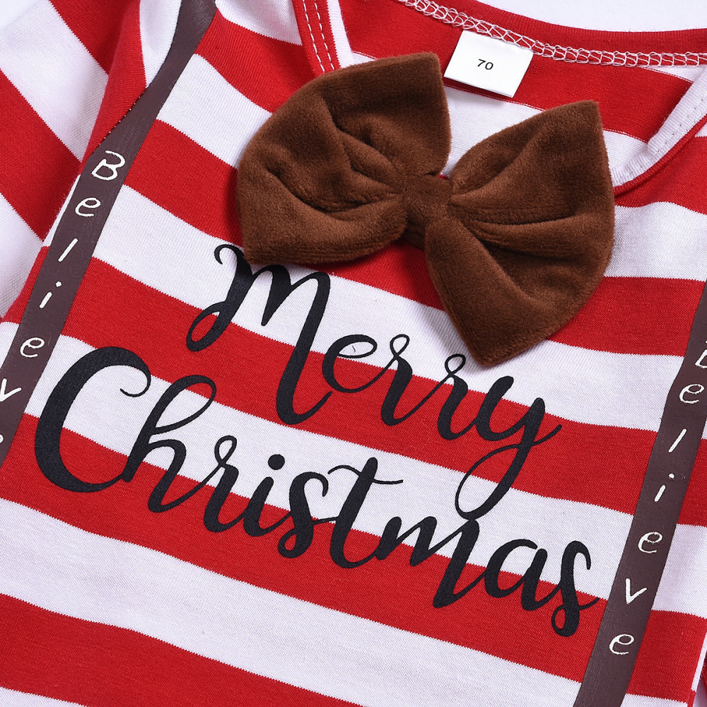 Baby Boys Striped Christmas Long Sleeve Romper & Pants & Hat baby wholesale clothing