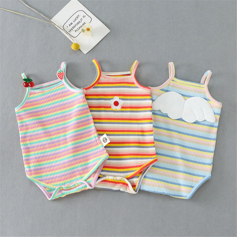 Baby Girls Striped Cute Sling Romper Wholesale Baby Clothes