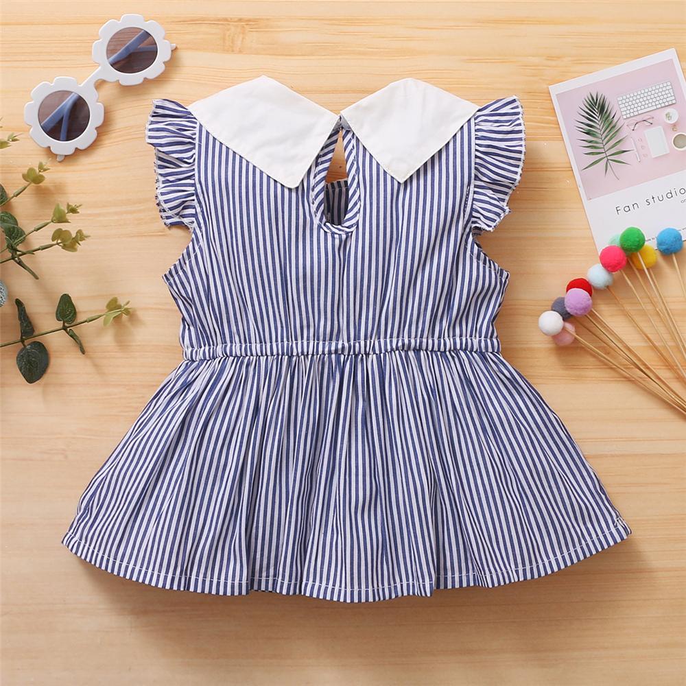 Girls Striped Doll Collar Sleeveless Dress Wholesale Boutique Girl Clothing