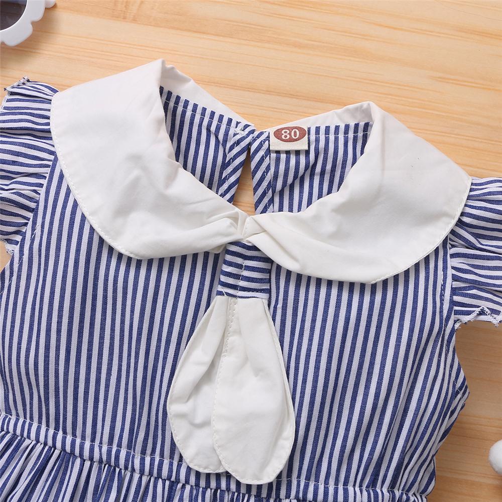Girls Striped Doll Collar Sleeveless Dress Wholesale Boutique Girl Clothing