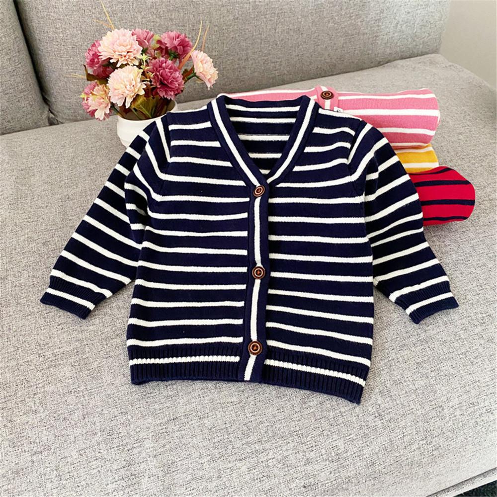 Baby Unisex Striped Sweaters Long Sleeve Cardigan Jackets