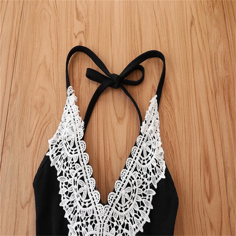 Girls Striped Lace Splicing Sling Jumpsuit kids clothes wholesale