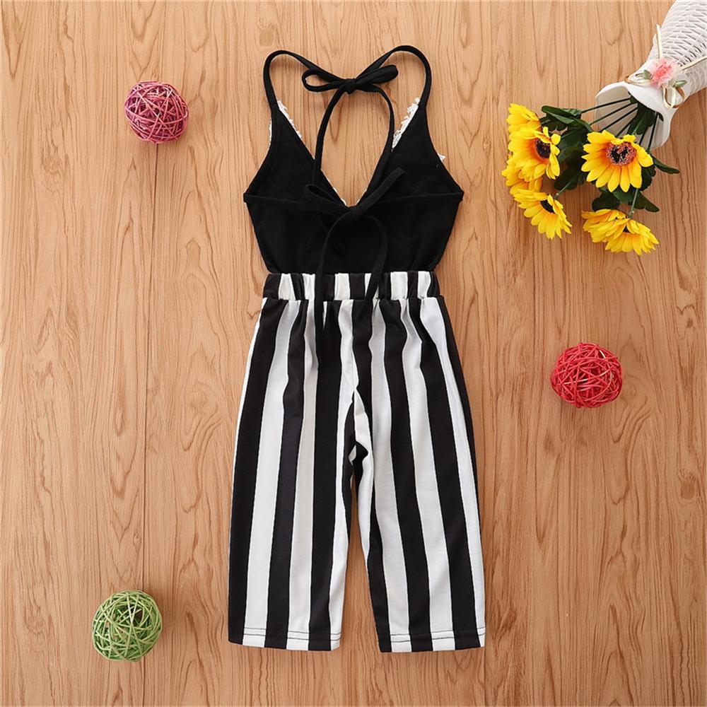 Girls Striped Lace Splicing Sling Jumpsuit kids clothes wholesale