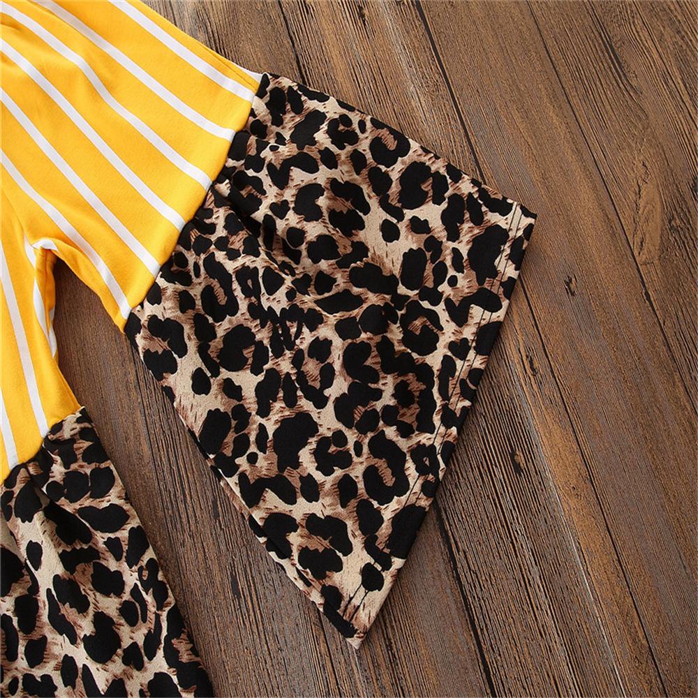 Girls Striped Leopard Printed Flared Summer Trousers Baby Outfits Girl