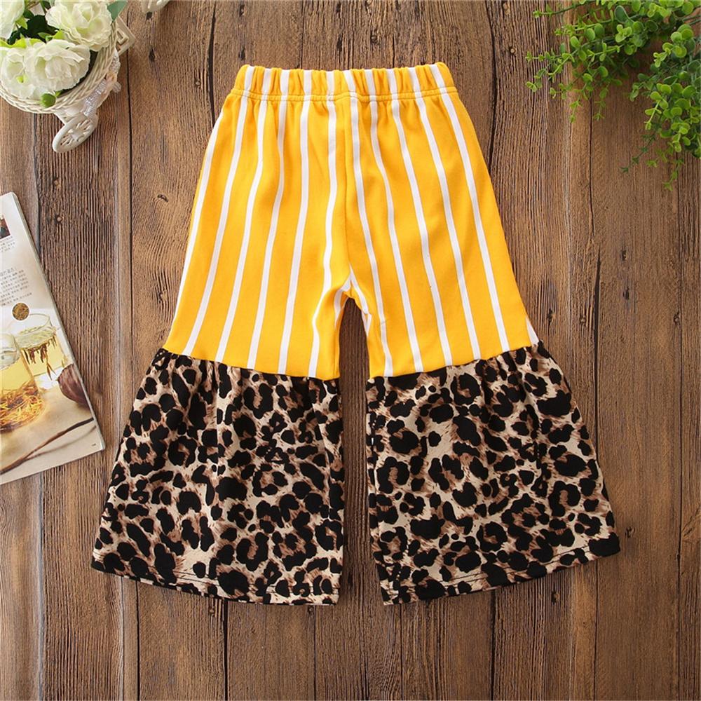 Girls Striped Leopard Printed Flared Summer Trousers Baby Outfits Girl