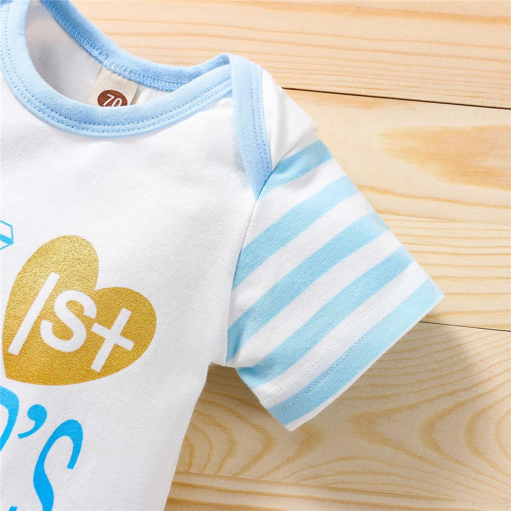 Baby Unisex Striped Letter Printed Short Sleeve Romper & Hat wholesale baby clothes usa