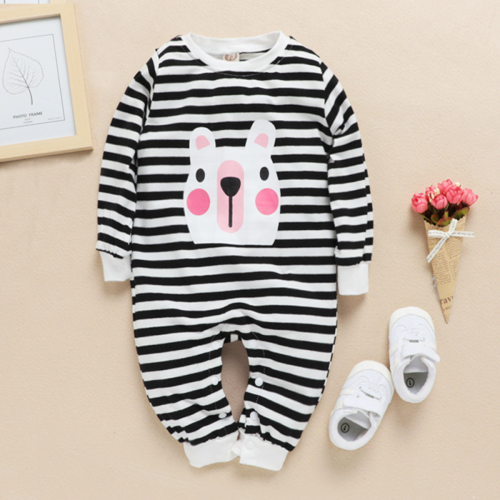 Baby Striped Long Sleeve Cartoon Romper wholesale baby clothes usa