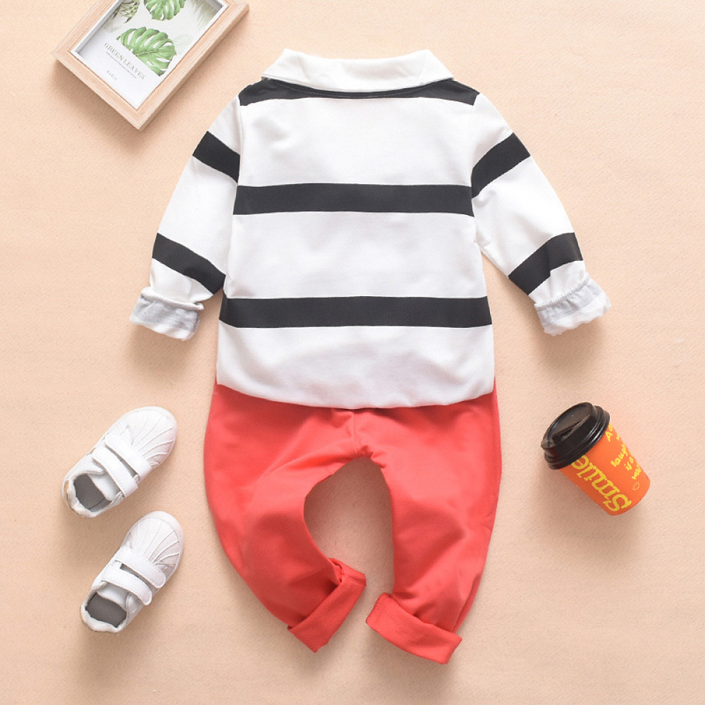 Boys Striped Long Sleeve Casual Top & Pants trendy kids wholesale clothing