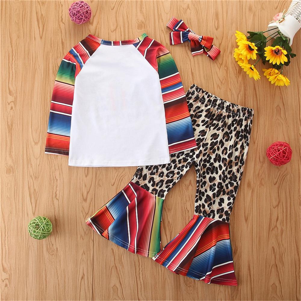 Toddler Girls Striped Long Sleeve Top & Leopard Flare Pants Wholesale Girls