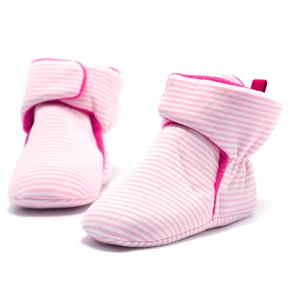 Baby Girls Striped Magic Tape Warm Boots
