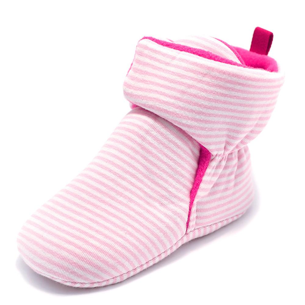 Baby Girls Striped Magic Tape Warm Boots