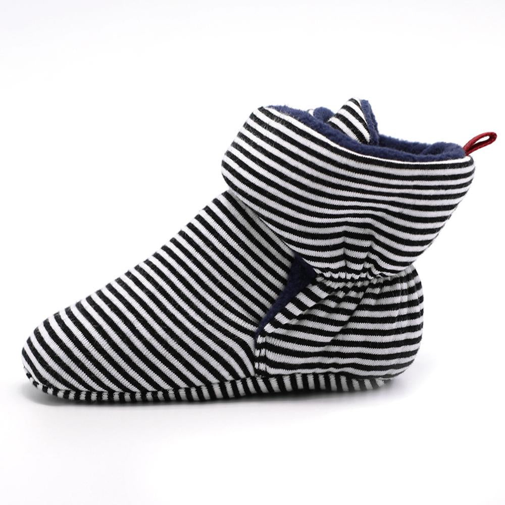 Baby Girls Striped Magic Tape Warm Boots