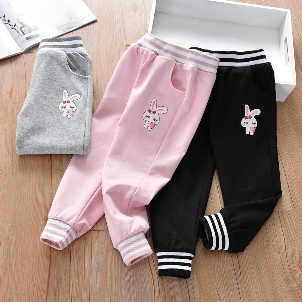 Girls Striped Rabbit Printed Cartoon Pants trendy kids wholesale clothing