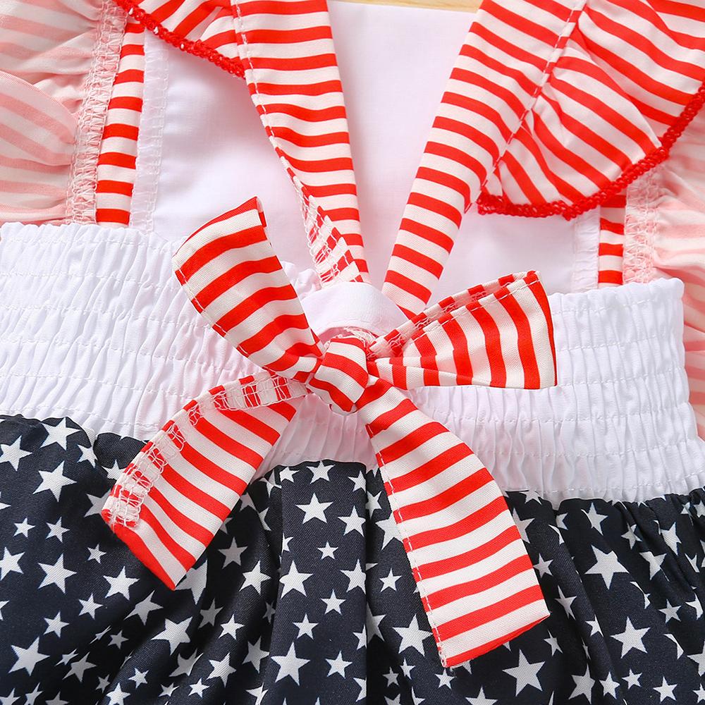 Baby Girls Striped Ruffled Sleeveless Star Romper Wholesale Baby Clothes