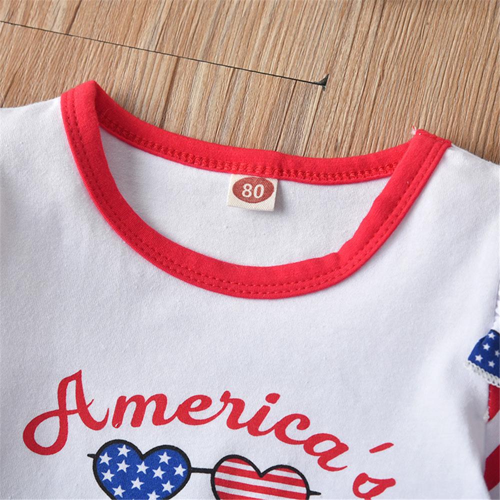 Girls Striped Short Sleeve Letter Printed Star Top & Skirt & Headband kids wholesale clothes