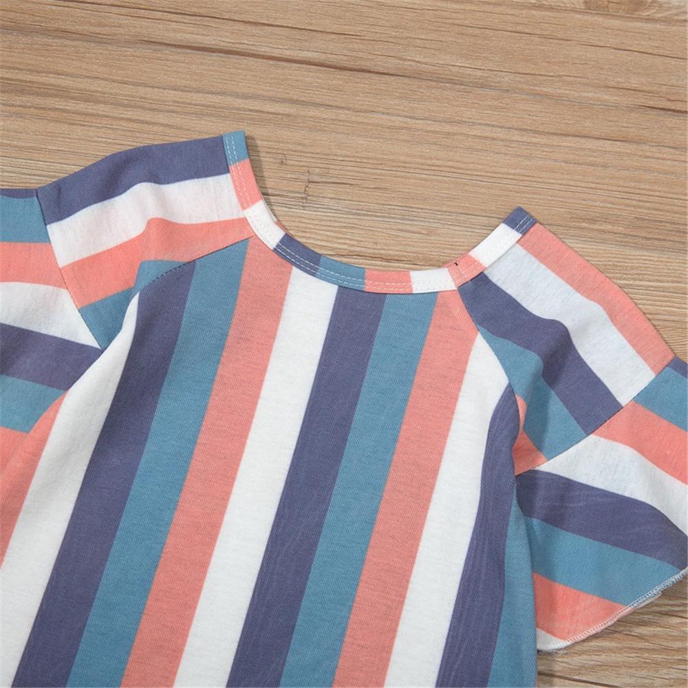 Baby Girls Striped Short Sleeve Pullover Top & Shorts baby clothes wholesale usa