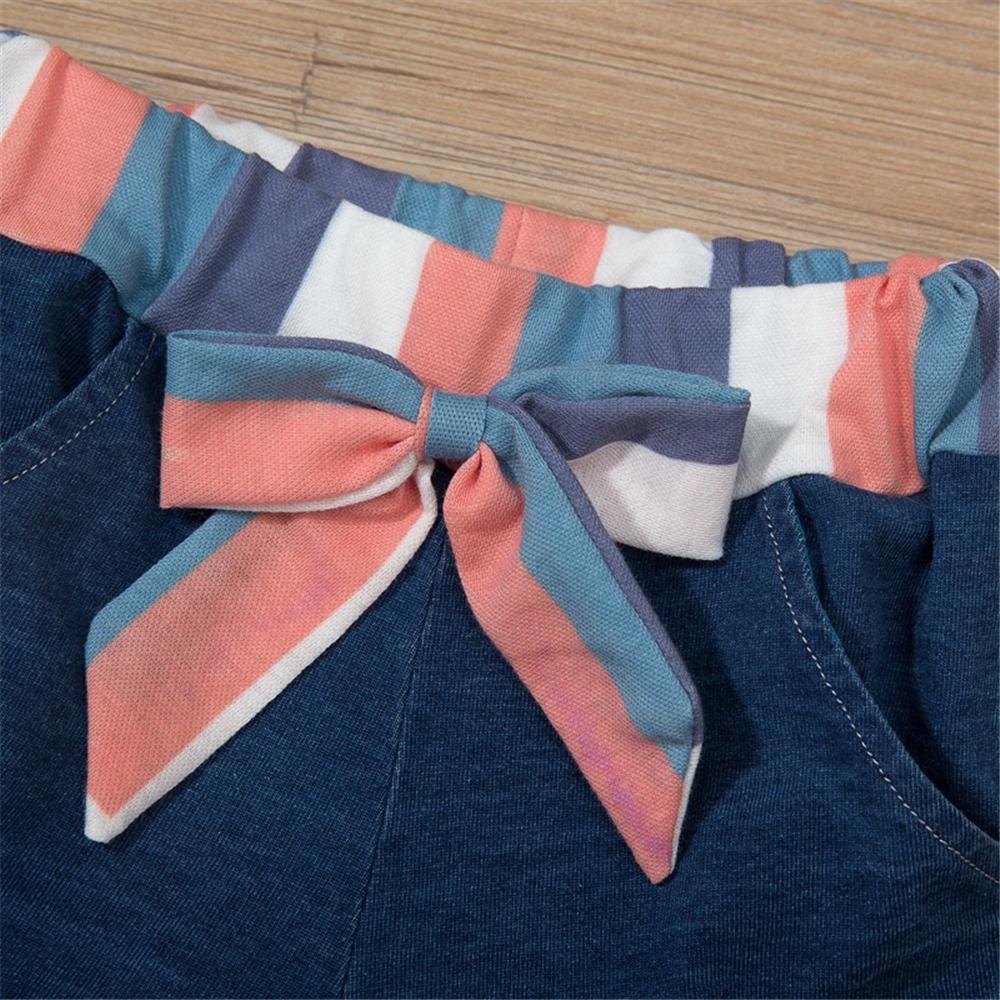 Baby Girls Striped Short Sleeve Pullover Top & Shorts baby clothes wholesale usa