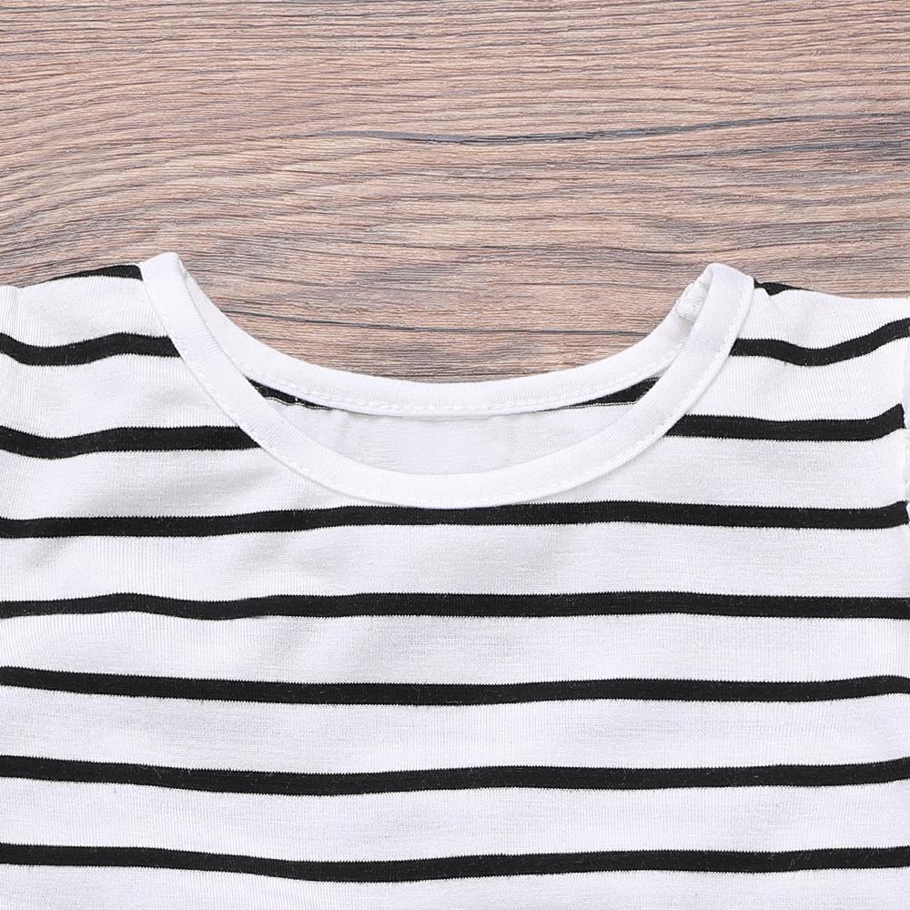 Girls Striped Short Sleeve Ruffled Top & Solid Skirt wholesale childrens clothing