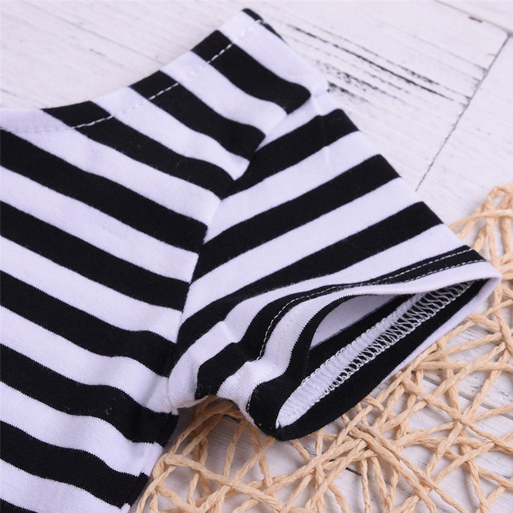 Girls Striped Short Sleeve Top & Solid Pants quality children's clothing wholesale